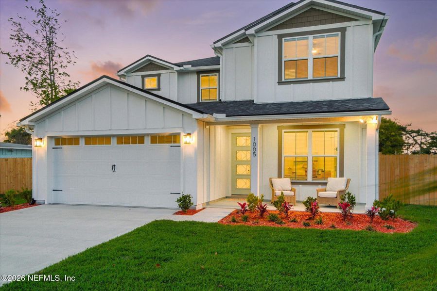 Front exterior of a new home in , Jacksonville Beach, FL, highlighting curb appeal (Image 29). Front exterior of a new home in , Jacksonville Beach, FL, highlighting curb appeal (Image 29).