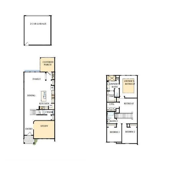 2D floor plan layout of this home in North Creek Village - Townhomes, Huntersville, NC (Image 4).