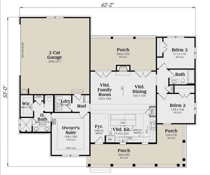 2D floor plan layout for the Eleanor by Zeal Home Builders in Horizon Meadow Estates, Paradise, TX (Image 5).