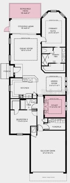 2D floor plan layout of this home in Esplanade at Wiregrass Ranch, Wesley Chapel, FL (Image 3).