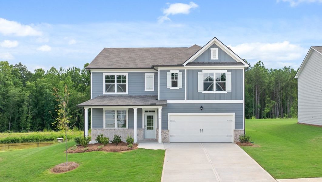 Representative exterior photo of a completed home built from the Hayden by D.R. Horton in Lost Creek, Dallas, GA (Image 1). Representative exterior photo of a completed home built from the Hayden by D.R. Horton in Lost Creek, Dallas, GA (Image 1).