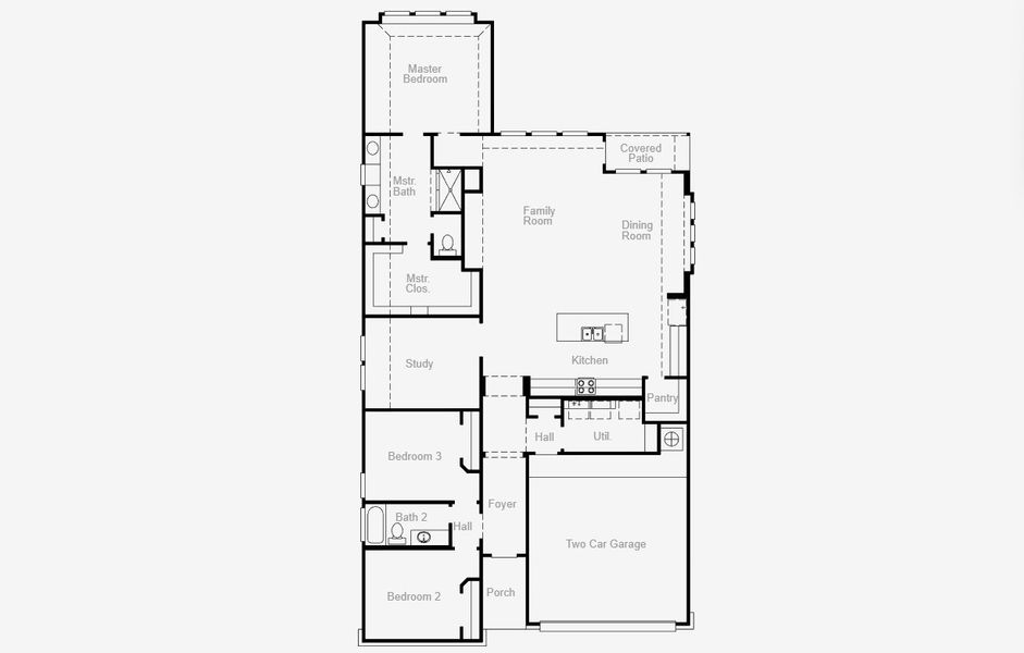 2D floor plan layout for the Grandview by Coventry Homes in Highland Village 50' and 55', Georgetown, TX (Image 3).