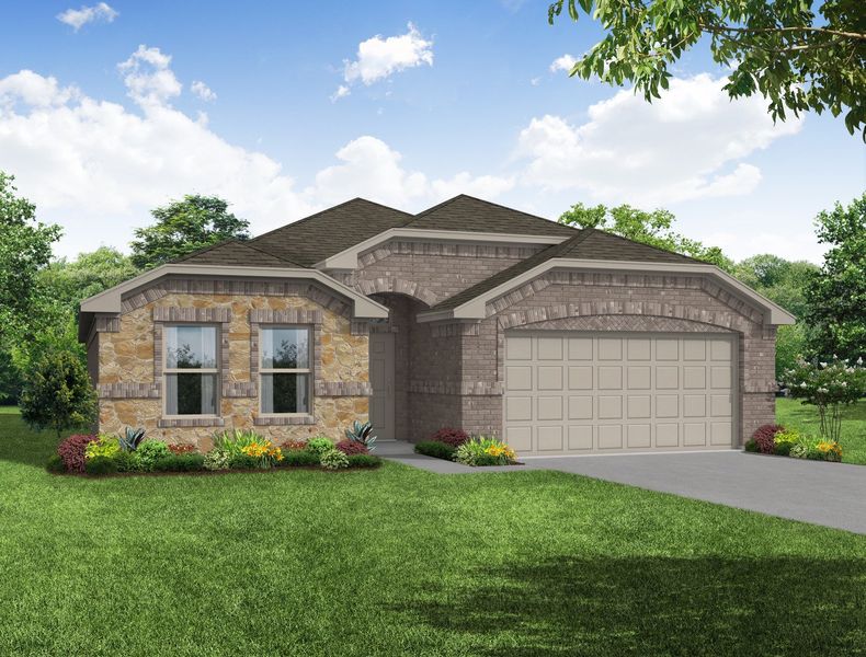 Representative exterior photo of a completed home built from the Cheyenne by Impression Homes in De Berry Reserve, Royse City, TX (Image 12). Representative exterior photo of a completed home built from the Cheyenne by Impression Homes in De Berry Reserve, Royse City, TX (Image 12).