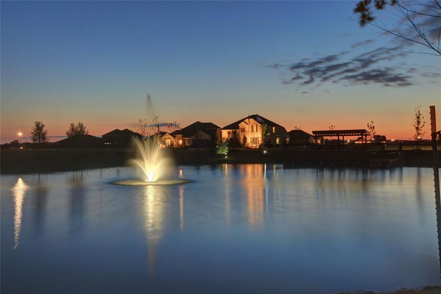 Lovely pond with fountains