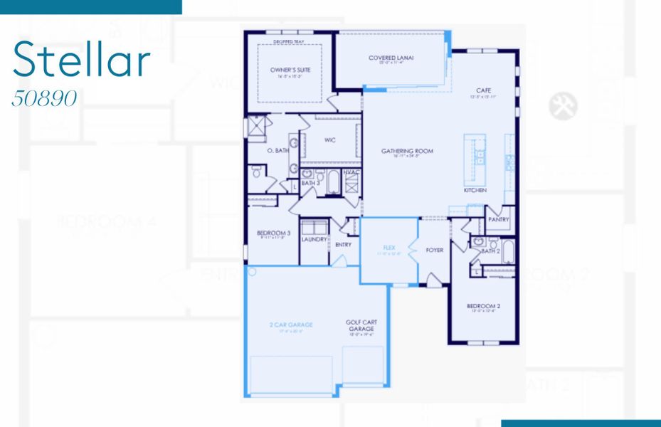 2D floor plan layout of this home in TerraWalk at Babcock Ranch, Alva, FL (Image 3).