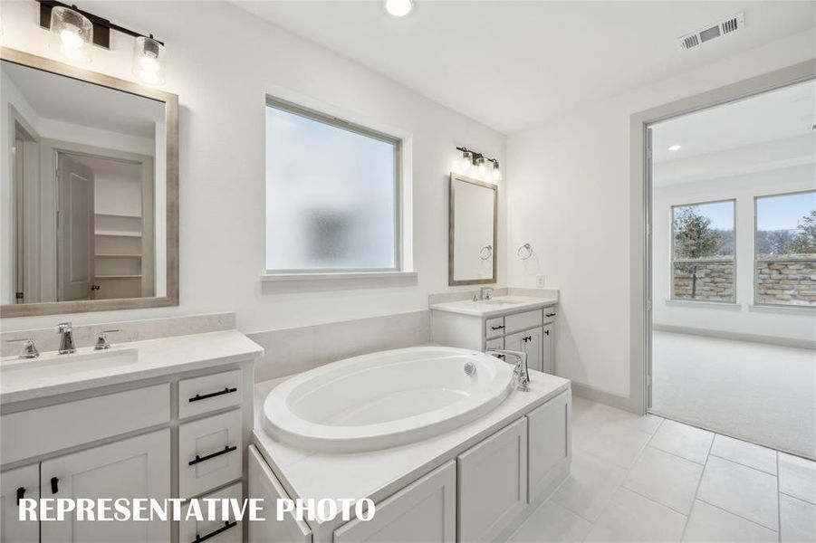 You'll find ample room for two in this wonderful owner's bath.  REPRESENTATIVE PHOTO