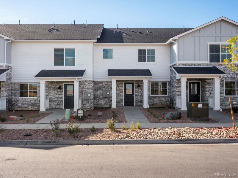 Exterior details and patio area of a home in Skyview at High Point, Aurora (Image 2). Exterior details and patio area of a home in Skyview at High Point, Aurora (Image 2).