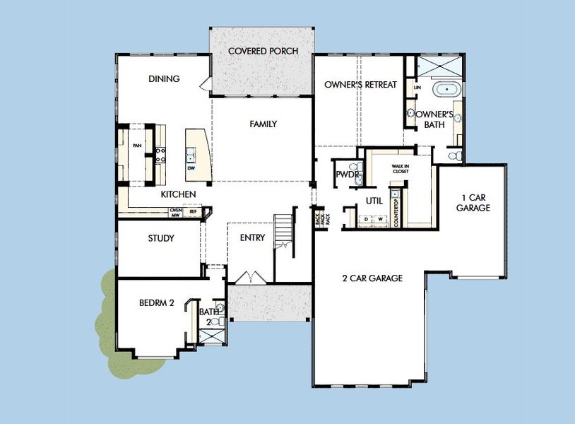 2D floor plan layout for the The Casey by David Weekley Homes in Whyburn Estate Series, Flower Mound, TX (Image 3).
