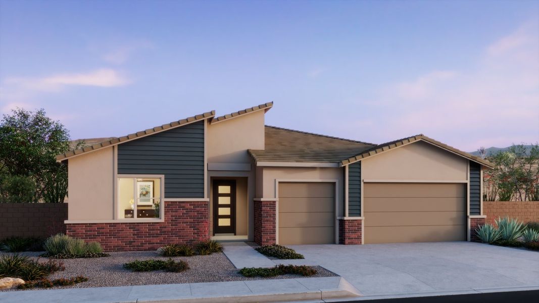 Representative exterior photo of a completed home built from the Olive by Mattamy Homes in Saguaro Reserve II, Marana, AZ (Image 4). Representative exterior photo of a completed home built from the Olive by Mattamy Homes in Saguaro Reserve II, Marana, AZ (Image 4).
