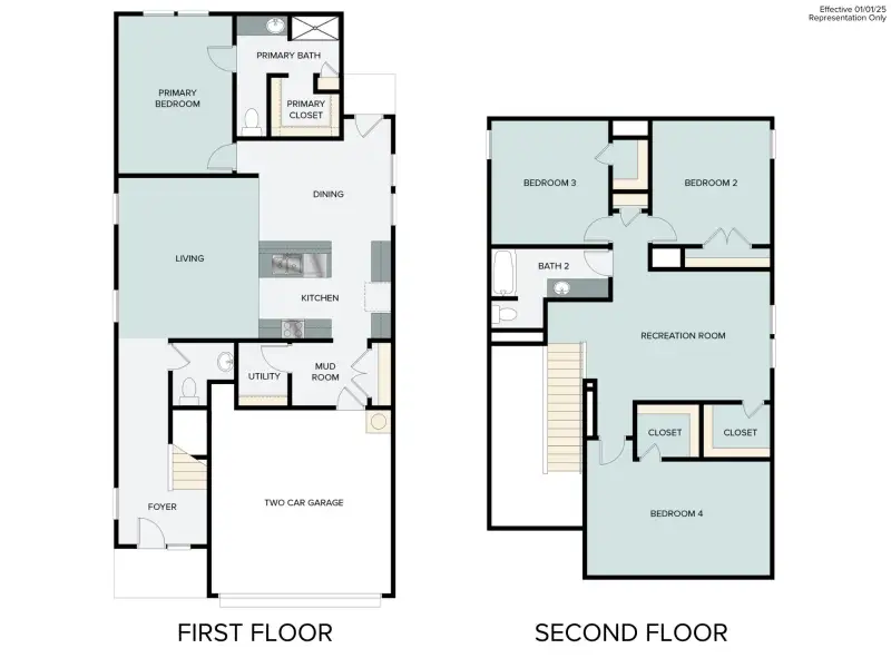 2D floor plan layout of this home in Harvest Ridge, Elgin, TX (Image 5).