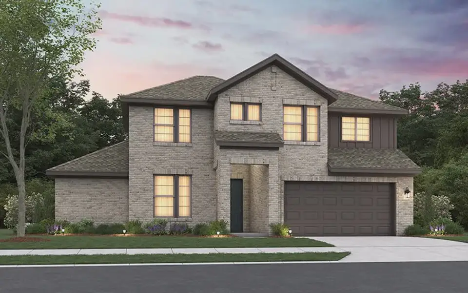 Representative exterior photo of a completed home built from the Lancaster by Cambridge Homes in Tinsley Meadows, Van Alstyne, TX (Image 1). Representative exterior photo of a completed home built from the Lancaster by Cambridge Homes in Tinsley Meadows, Van Alstyne, TX (Image 1).