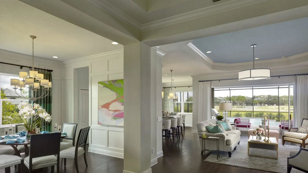 Furnished interior view inside a new home in Palm Grove Real Estate and Homes for Sale in Lakewood Ranch, FL - Neal Communities, Bradenton (Image 12).
