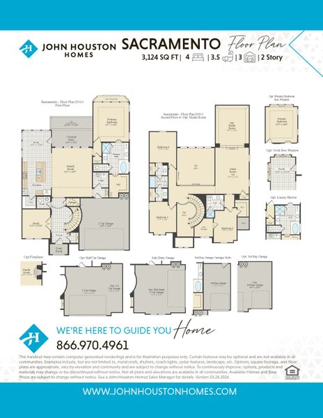 2D floor plan layout for the Sacramento by John Houston Homes in Jordan Meadows  - 1 Acre Lots, Midlothian, TX (Image 3).