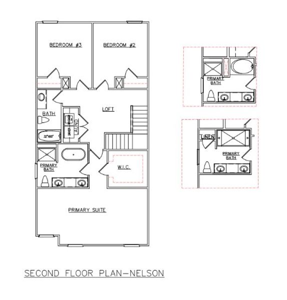 2D floor plan layout for the Nelson - Single Family Homes by Dream Finders Homes in Crossvine Village, LaGrange, GA (Image 4).