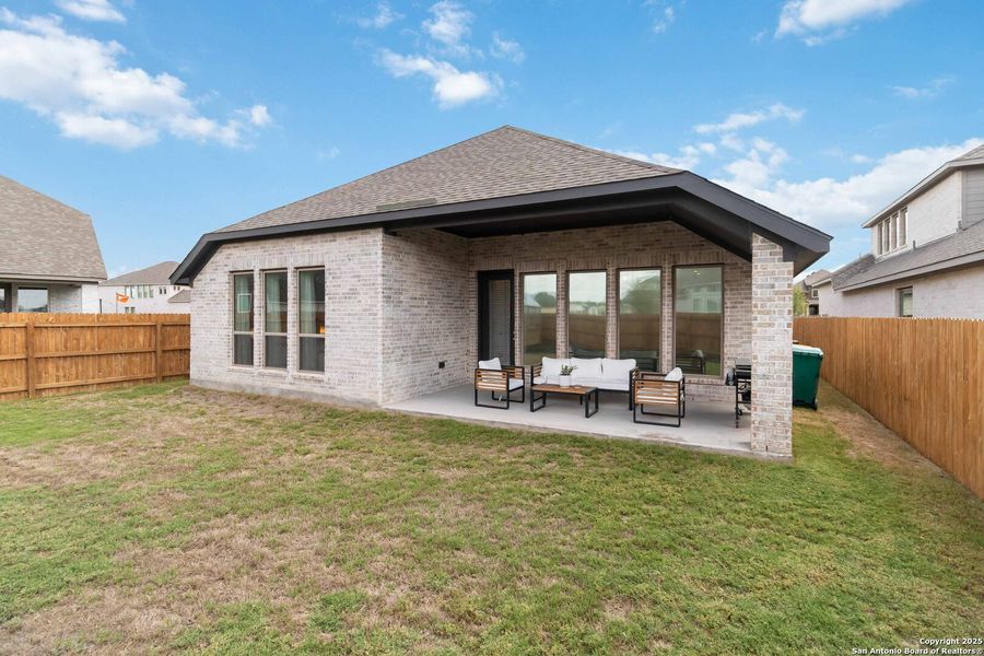 Exterior details and patio area of a home in Alsatian Oaks 50', Castroville (Image 4). Exterior details and patio area of a home in Alsatian Oaks 50', Castroville (Image 4).
