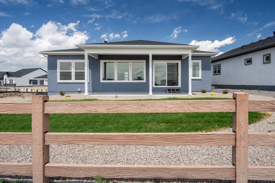 Exterior details and patio area of a home in Wolf Ranch - Enclave Collection, Colorado Springs (Image 3). Exterior details and patio area of a home in Wolf Ranch - Enclave Collection, Colorado Springs (Image 3).