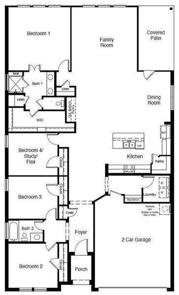 D.R. Horton's  Crownpoint Floorplan - All Home and community information, including pricing, included features, terms, availability and amenities, are subject to change at any time without notice or obligation. All Drawings, pictures, photographs, video, square footages, floor plans, elevations, features, colors and sizes are approximate for illustration purposes only and will vary from the homes as built.