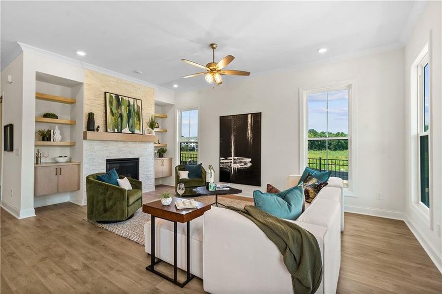 Furnished interior view inside a new home in Promenade at Sawnee Village, Cumming (Image 4). Furnished interior view inside a new home in Promenade at Sawnee Village, Cumming (Image 4).