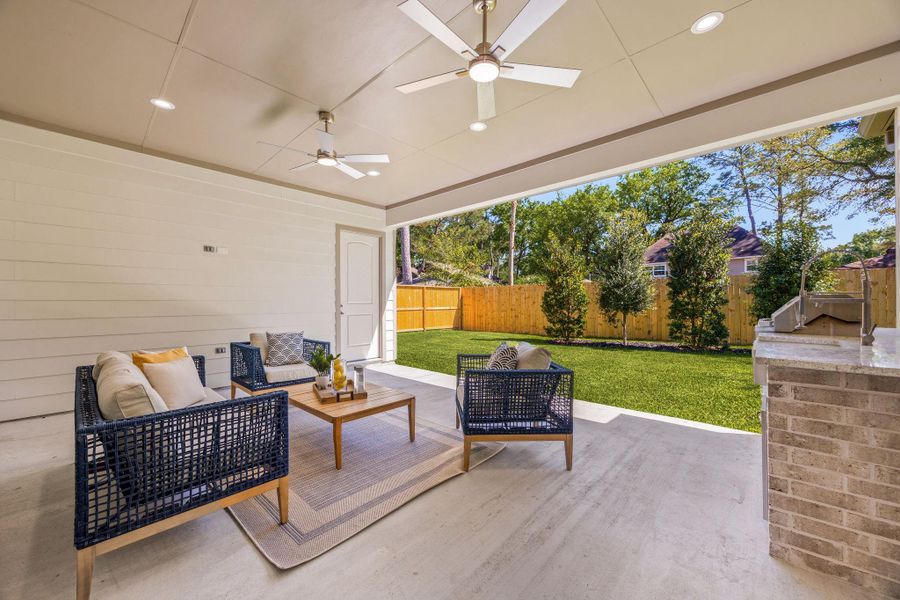 Exterior details and patio area of a home in , Houston (Image 3).