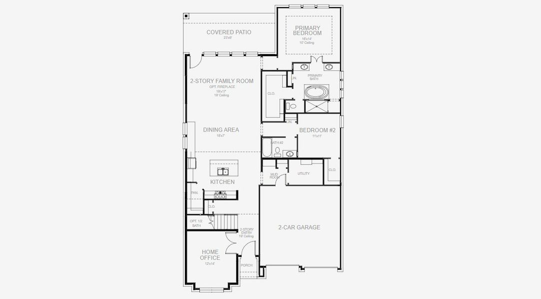 2D floor plan layout of this home in Mosaic 50', Celina, TX (Image 5).