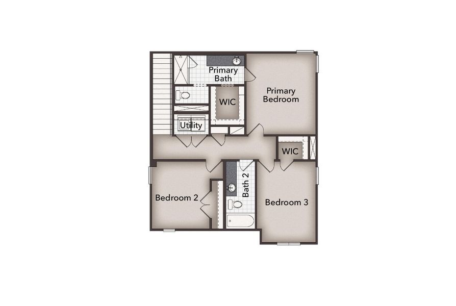 2D floor plan layout for the Heritage Mill 1668 by Brohn Homes in Heritage Mill, Hutto, TX (Image 3).