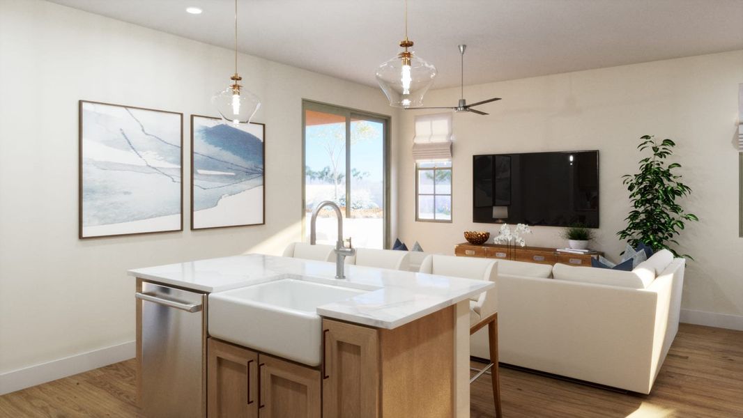 Kitchen & Great Room | Terraza | Mira Vista at Victory in Buckeye, AZ by Landsea Homes