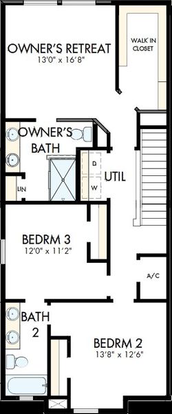 2D floor plan layout of this home in Waterset Townhomes, Apollo Beach, FL (Image 4).