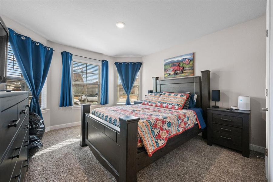 Carpeted bedroom with baseboards Carpeted bedroom with baseboards