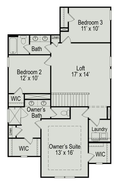 2D floor plan layout of this home in Oak Hills Montgomery North, Montgomery, TX (Image 4).