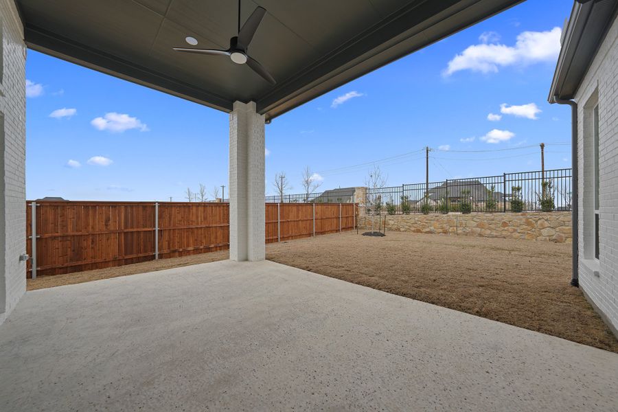 Exterior details and patio area of a home in Park Place - 80' Lots, Prosper (Image 3). Exterior details and patio area of a home in Park Place - 80' Lots, Prosper (Image 3).