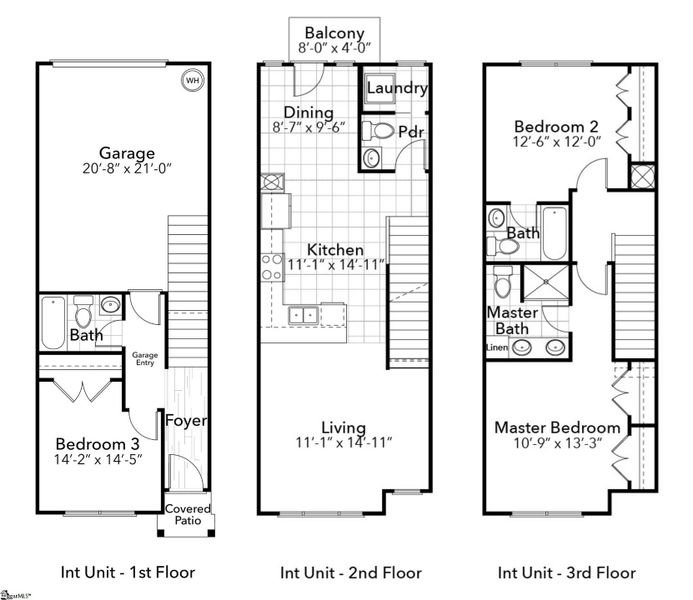 2D floor plan layout of this home in Renaissance Place, Greenville, SC (Image 1).
