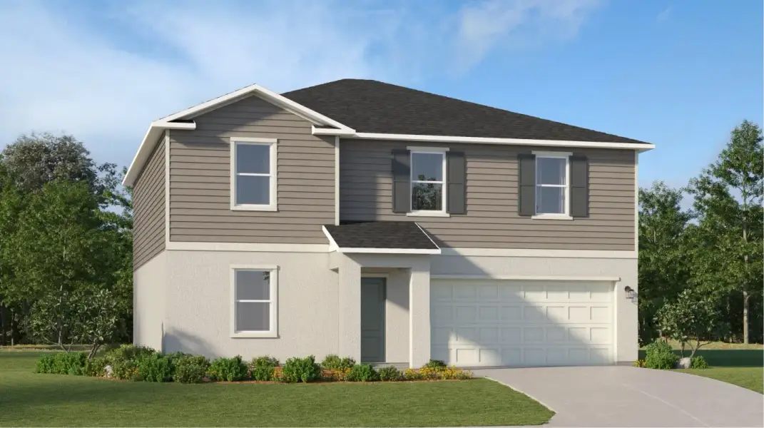 Front exterior of a new home in Hilltop Point, Dade City, FL, highlighting curb appeal (Image 1). Front exterior of a new home in Hilltop Point, Dade City, FL, highlighting curb appeal (Image 1).