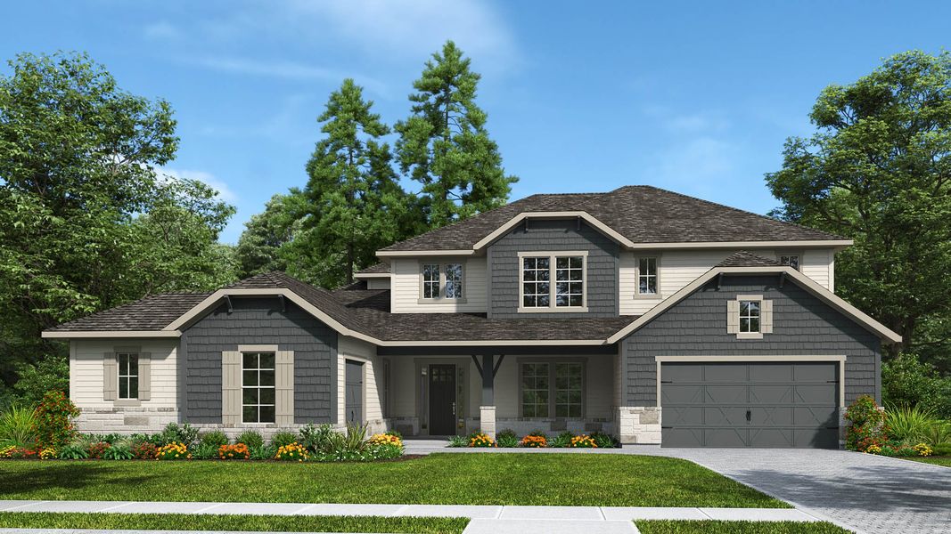 Representative exterior photo of a completed home built from the 4637MC by MasterCraft Builder Group in SilverLeaf, St. Augustine, FL (Image 2). Representative exterior photo of a completed home built from the 4637MC by MasterCraft Builder Group in SilverLeaf, St. Augustine, FL (Image 2).
