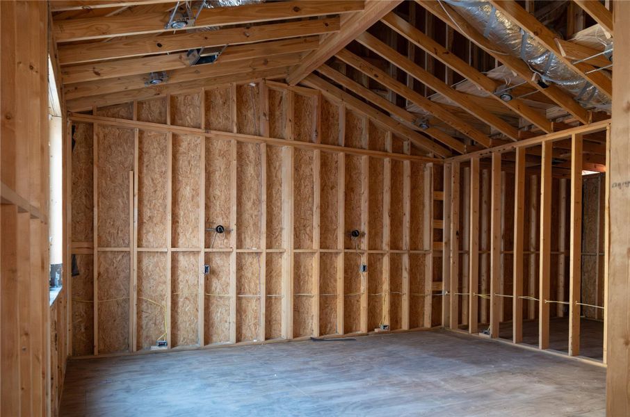 Primary Bedroom with gabled ceiling on Units B & C.