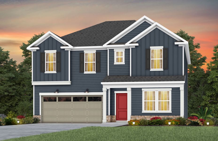 Representative exterior photo of a completed home built from the Hampton by Pulte Homes in Michaux Gardens, Belmont, NC (Image 22). Representative exterior photo of a completed home built from the Hampton by Pulte Homes in Michaux Gardens, Belmont, NC (Image 22).