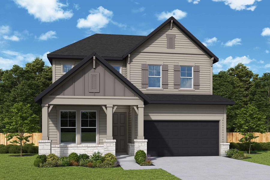 Representative exterior photo of a completed home built from the The El Paso by David Weekley Homes in Grange - Reserve Collection, Katy, TX (Image 22).