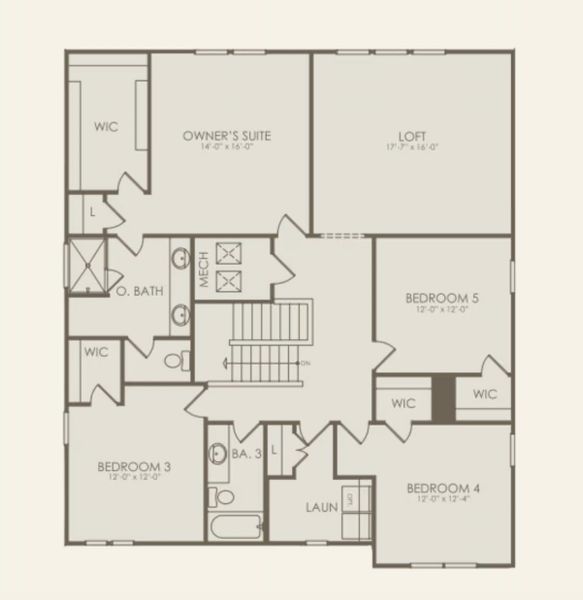 2D floor plan layout for the Yorkshire by Pulte Homes in The Landings at Saint Johns, St. Johns, FL (Image 6).