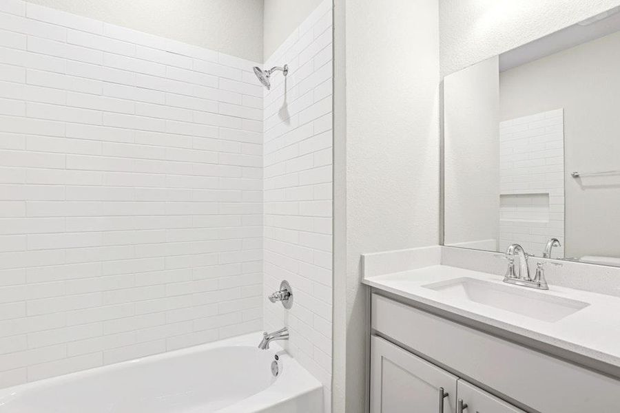 Full bath with shower / washtub combination and vanity Full bath with shower / washtub combination and vanity