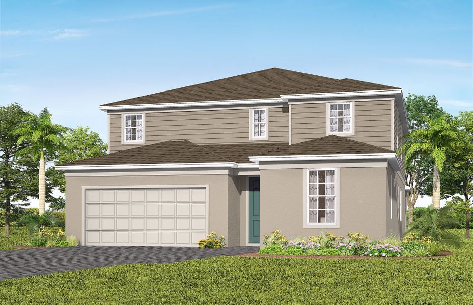 Representative exterior photo of a completed home built from the Serena by Pulte Homes in Lakehaven Estates, Clermont, FL (Image 21). Representative exterior photo of a completed home built from the Serena by Pulte Homes in Lakehaven Estates, Clermont, FL (Image 21).