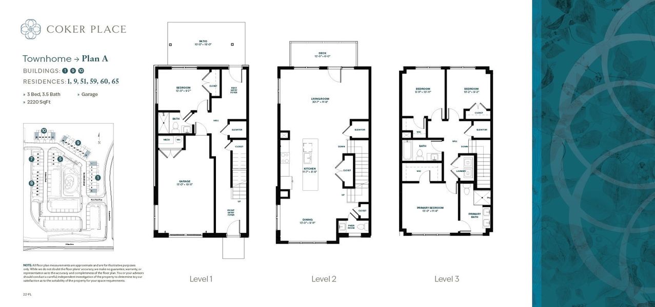 2D floor plan layout for the Plan A by Lock7 Development in Coker Place, Chapel Hill, NC (Image 1).