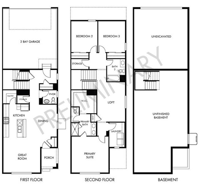 2D floor plan layout for the The Blue Sky by Meritage Homes in York Station, Thornton, CO (Image 3). 2D floor plan layout for the The Blue Sky by Meritage Homes in York Station, Thornton, CO (Image 3).