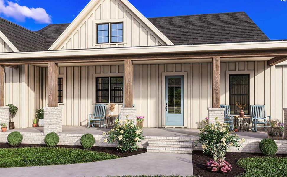 Exterior details and patio area of a home in Oak Water Ranch, Granbury (Image 4).