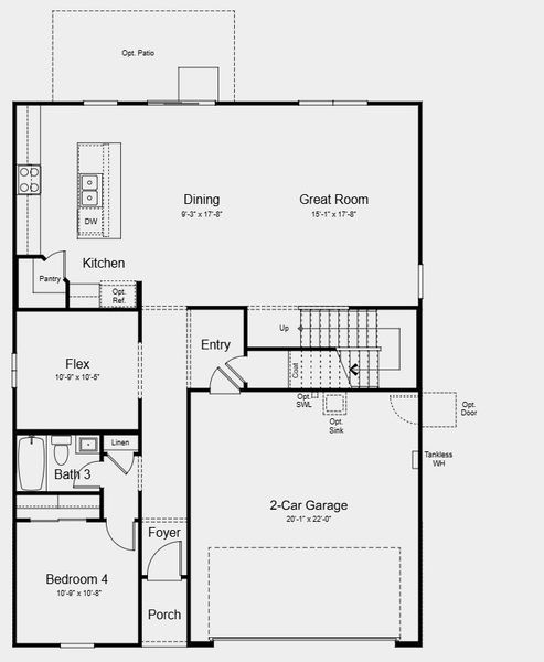 2D floor plan layout for the Ellington by Taylor Morrison in Artisan at Asante Vista Collection, Surprise, AZ (Image 3). 2D floor plan layout for the Ellington by Taylor Morrison in Artisan at Asante Vista Collection, Surprise, AZ (Image 3).