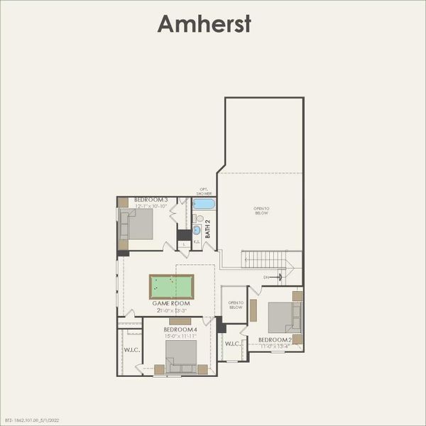 2D floor plan layout of this home in Pulte Homes at Two Step Farm, Montgomery, TX (Image 2). 2D floor plan layout of this home in Pulte Homes at Two Step Farm, Montgomery, TX (Image 2).