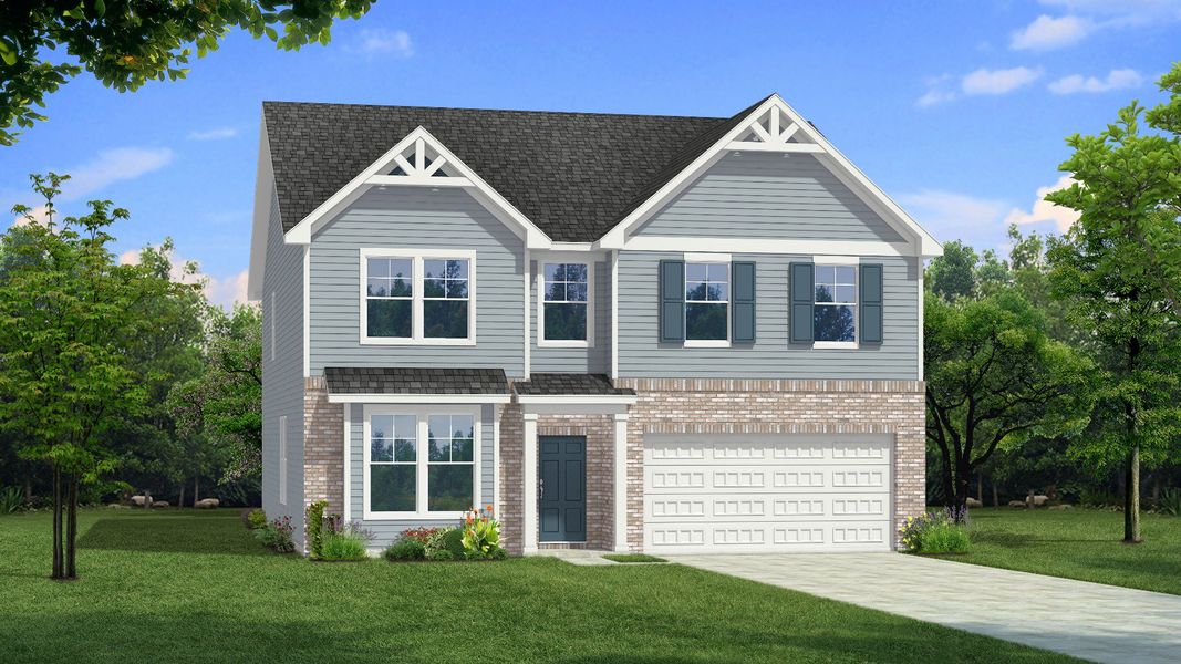 Representative exterior photo of a completed home built from the Everest III by DRB Homes in Chapel Hill, Newnan, GA (Image 23).