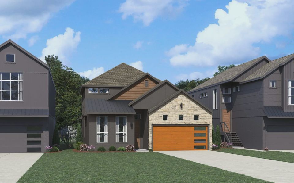 Representative exterior photo of a completed home built from the Talos by Chesmar Homes in Prominence Urban, San Antonio, TX (Image 16).