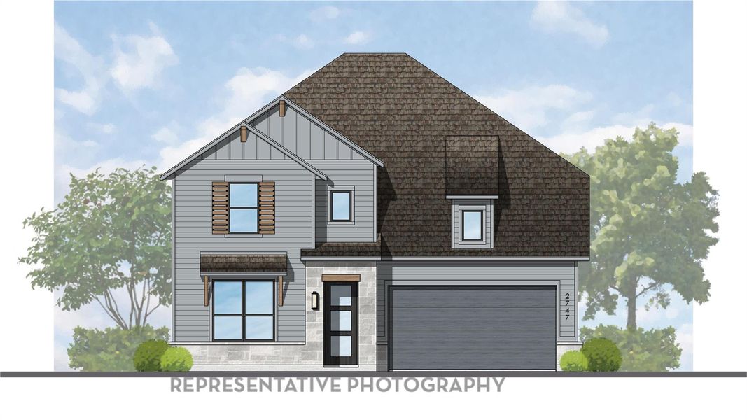 Exterior rendering of this home design in Easton Park, Austin, TX (Image 3).