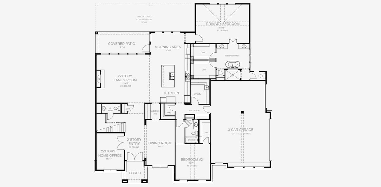 2D floor plan layout for the 4327A by Perry Homes in Bristol Valley, Rockwall, TX (Image 4). 2D floor plan layout for the 4327A by Perry Homes in Bristol Valley, Rockwall, TX (Image 4).