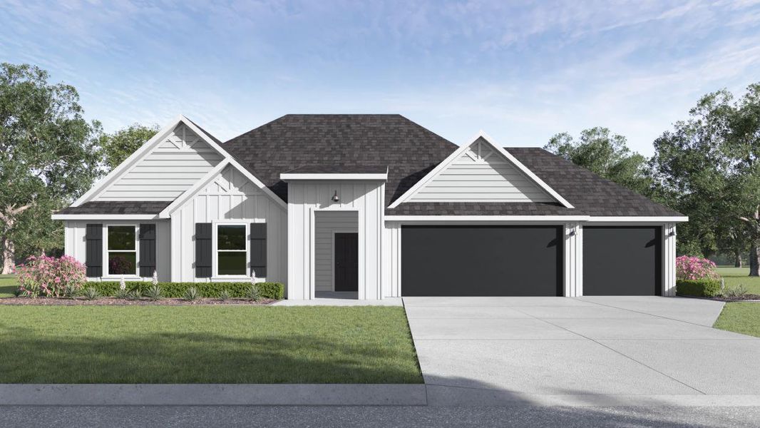 Front exterior of a new home in Sonoma Oaks, Fredericksburg, TX, highlighting curb appeal (Image 16).