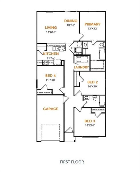 2D floor plan layout of this home in Colony Park, Eastland, TX (Image 1).